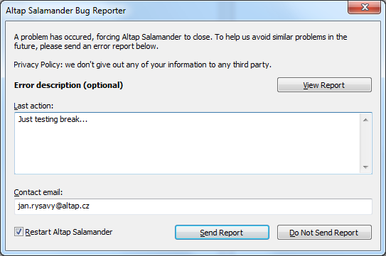 Altap Salamander 3.0 Bug Reporter