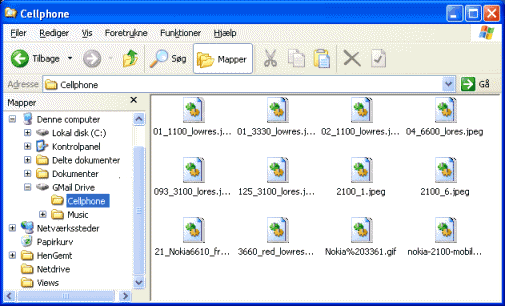 Here you can see the 6Gb gmail drive as a folder more in Windows Explorer. Imagine we could get the same thing in Altap Salamander!