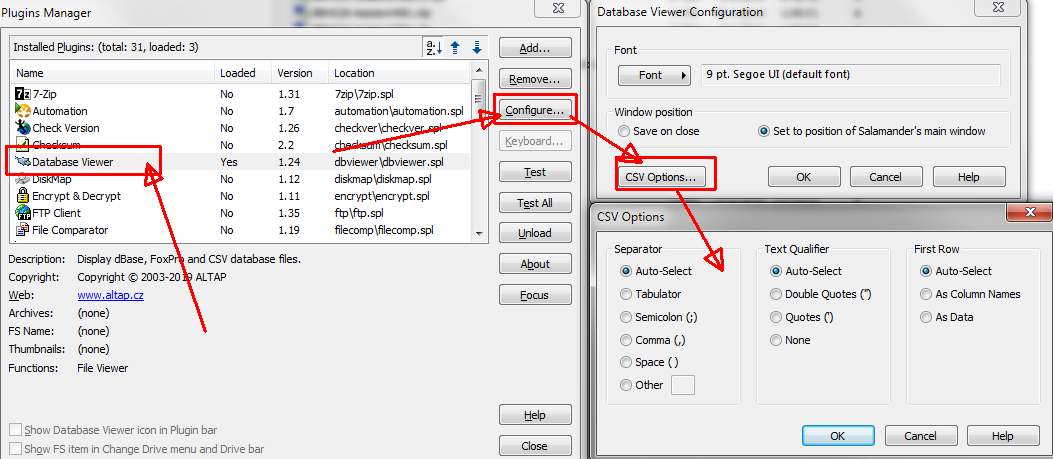 Database Viewer settings