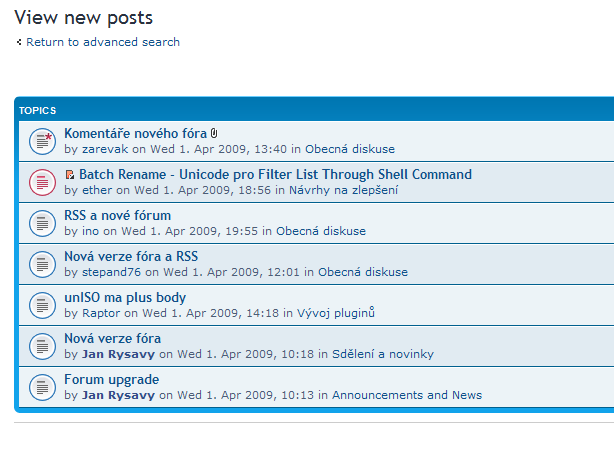 přečtěné příspěvky na "View new posts" stránce