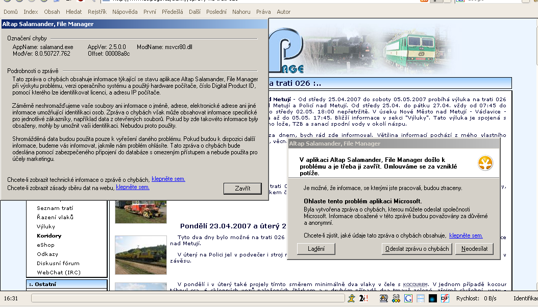 Pád AS s NB toroise<br />Okno Builderu stejne jako drive..<br />ntdll.DbgUserBreakPoint - jsem se pokousel hledat, ale to hlavni okno je &amp;quot;nekonecne&amp;quot; :(
