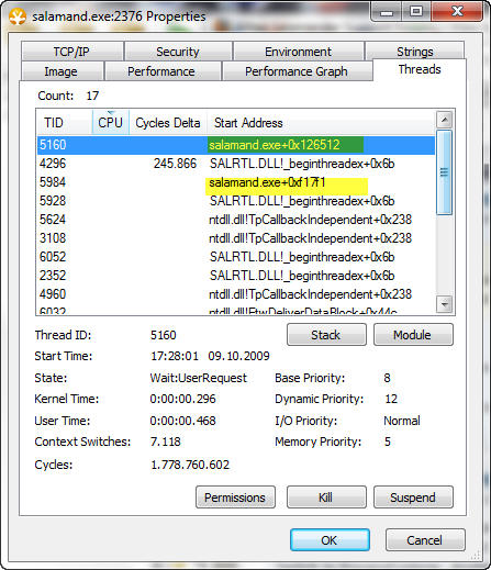 another one of the salamand.exe stack windows