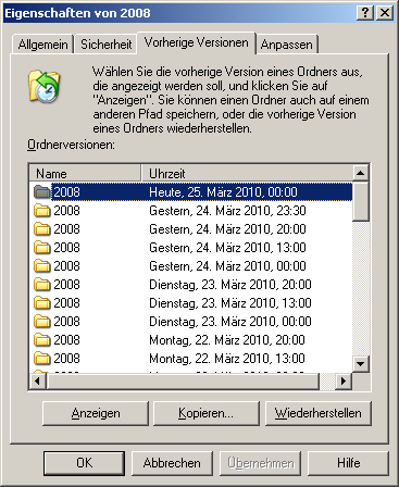 Restore older versions